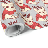 Cream Frenchie in kerstkeuken Cadeaupapier (Rol Hoek)