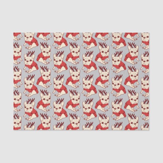 Cream Frenchie in kerstkeuken Tissuepapier (Voorkant)