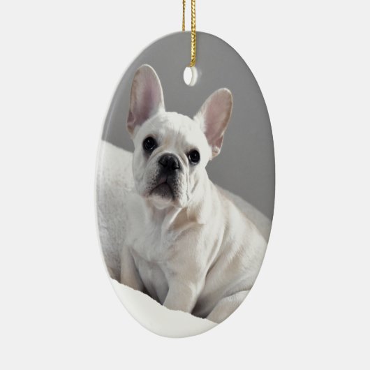 Cream Frenchie Keramisch Ornament (Rechts)