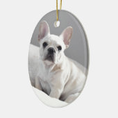 Cream Frenchie Keramisch Ornament (Links)