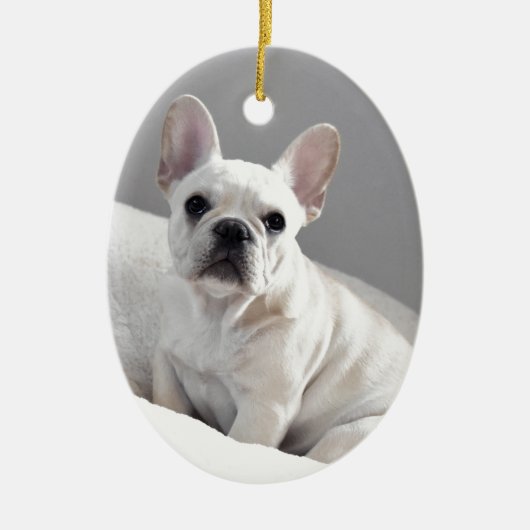 Cream Frenchie Keramisch Ornament (Voorkant)