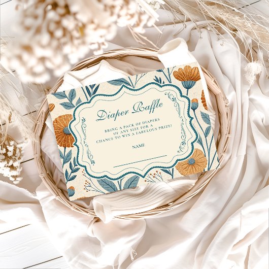 Cream Garden Botanical Diapper Raffle Informatiekaartje