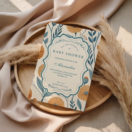 Cream Garden Botanische Baby Shower Kaart