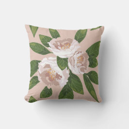 Cream Garden Harmony: Camelia's en groen Kussen