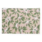 Cream Garden Harmony: Camelia's en groen Kussensloop (Achterkant-Links)