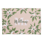 Cream Garden Harmony: Camelia's en groen Kussensloop (Voorkant-Links)