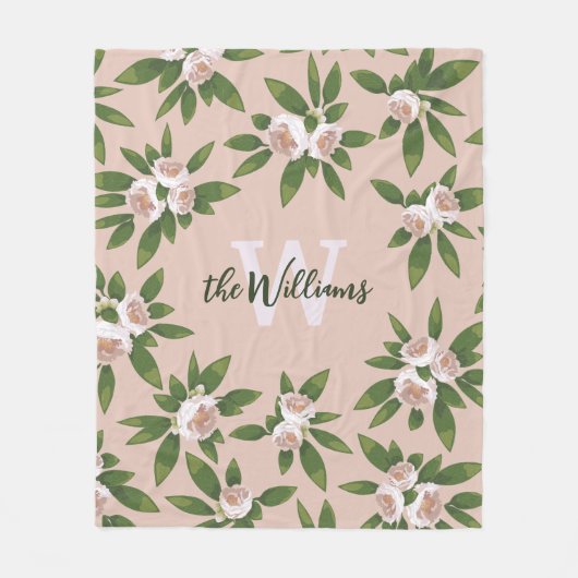 Cream Garden Harmony Fleece Deken (Voorkant)