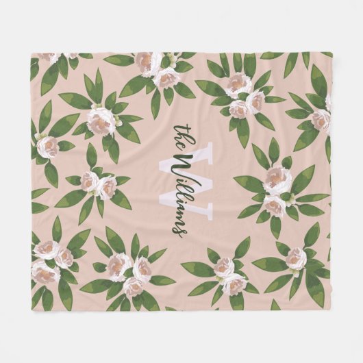 Cream Garden Harmony Fleece Deken (Voorkant (Horizontaal))