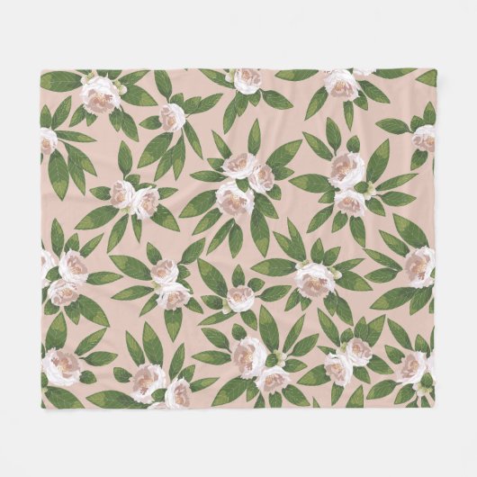Cream Garden Harmony Large Fleece Deken (Voorkant (Horizontaal))