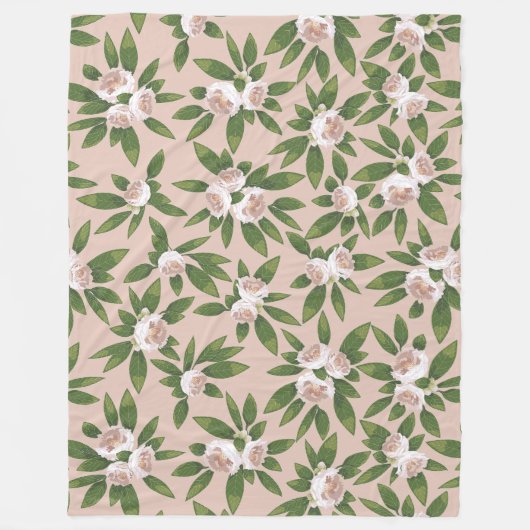 Cream Garden Harmony Large Fleece Deken (Voorkant)
