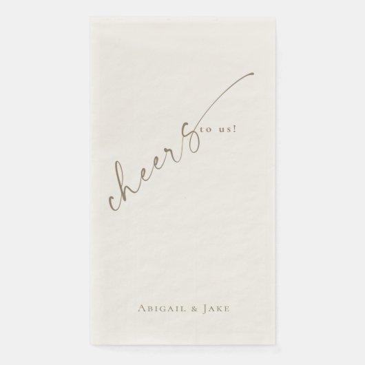 Cream gepersonaliseerde hoera voor ons bruiloft ga servet (Voorkant)