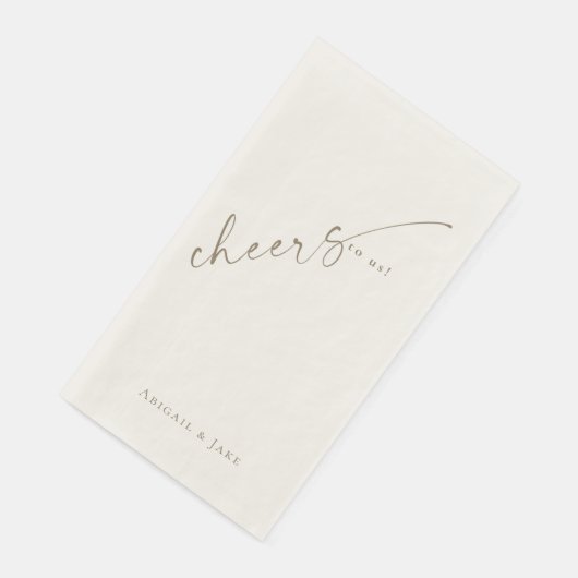 Cream gepersonaliseerde hoera voor ons bruiloft ga servet (Hoek)