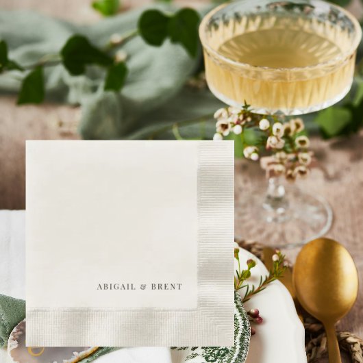 Cream gepersonaliseerde munt bruiloft cocktail servet