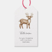 Cream Gingerbread Christmas Deer Cadeaulabel (Voorkant)