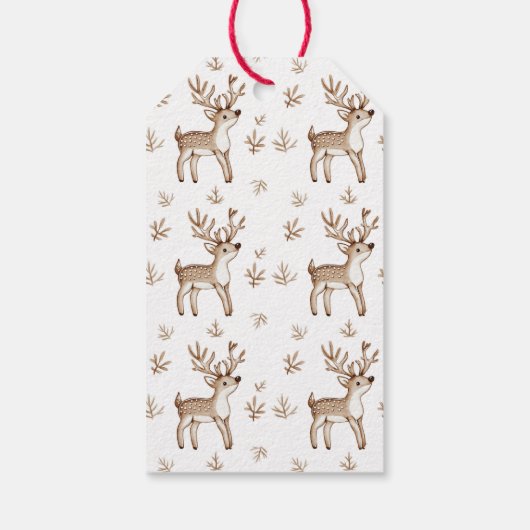 Cream Gingerbread Christmas Deer Cadeaulabel (Achterkant)