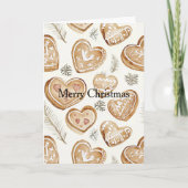 Cream Gingerbread Christmas Hearts  Kaart (Voorkant)