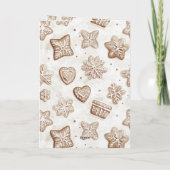 Cream Gingerbread Christmas Hearts Snowflakes Kaart (Achterkant)