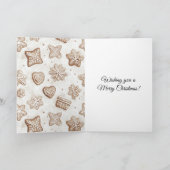 Cream Gingerbread Christmas Hearts Snowflakes Kaart (Binnen)