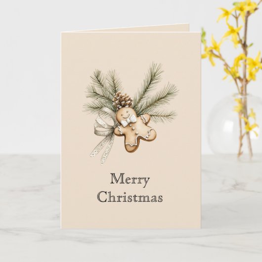 Cream Gingerbread Christmas Pine Cone Kaart (Gele Bloem)