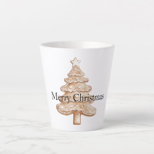 Cream Gingerbread Christmas Tree Latte Mok (Voorkant)