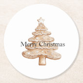 Cream Gingerbread Christmas Tree Ronde Kartonnen Onderzetter (Voorkant)