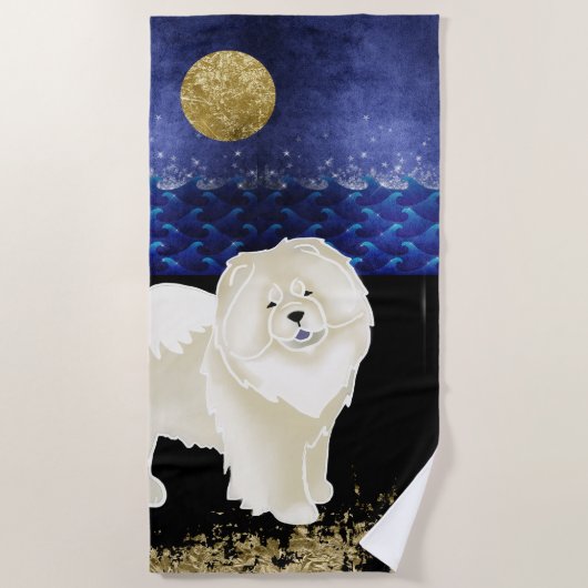 Cream Gingko the Chow Beach Towel Strandlaken (Voorkant)