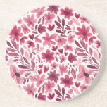 Cream Girly Pink Red Flowers Hearts   Zandsteen Onderzetter<br><div class="desc">Cream Girly Pink Red Flowers Hearts</div>