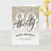 Cream Glitter 30th Birthday Kaart (Gele Bloem)