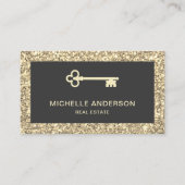 Cream Glitter  Antiek Key Real Estate Visitekaartje (Voorkant)