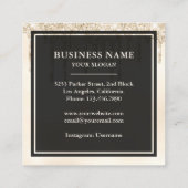 Cream Glitter Blauwgroen Tufted Cake Bakery Vierkante Visitekaartje (Achterkant)