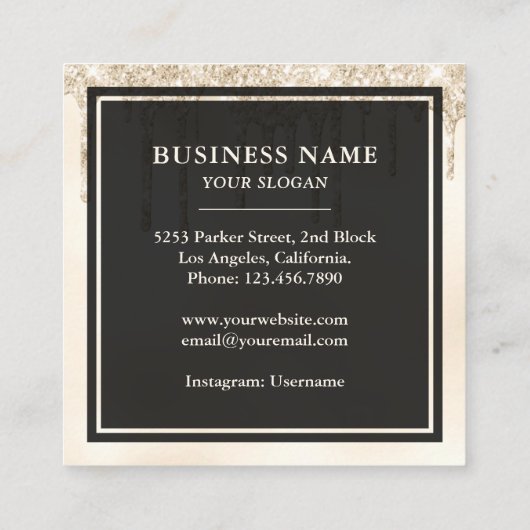 Cream Glitter Burgundy Floral Tufted Cake Bakery Vierkante Visitekaartje (Achterkant)