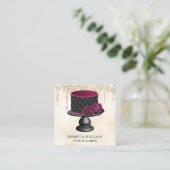 Cream Glitter Burgundy Floral Tufted Cake Bakery Vierkante Visitekaartje (Staand voorkant)