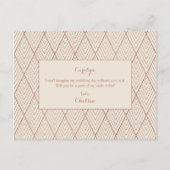 Cream Gold Art Deco - Aangepast bridesmaïdevoorste Uitnodiging Briefkaart (Achterkant)
