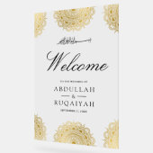 Cream Gold Asian Motif Muslim Wedding Welcome Acryl Bord (Hoek)