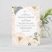 Cream Gold Beige Elegant Floral Waterverf Kaart (Staand voorkant)