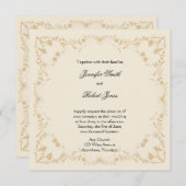 Cream Gold  Bloemenbruiloft Uitnodiging (Voorkant / Achterkant)