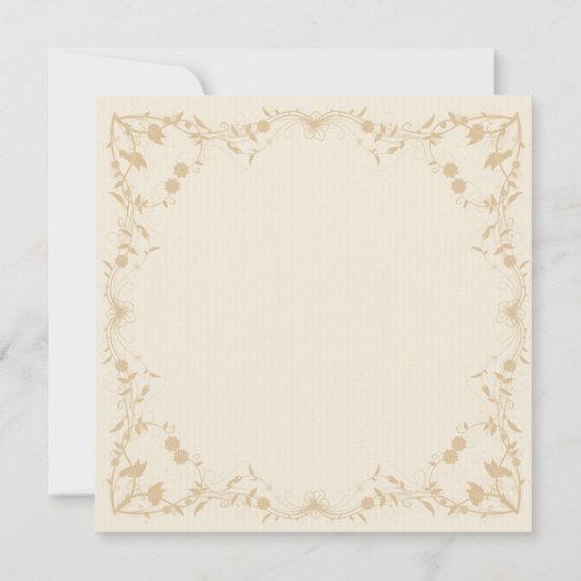 Cream Gold  Bloemenbruiloft Uitnodiging (Achterkant)