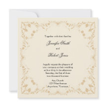 Cream Gold  Bloemenbruiloft Uitnodiging