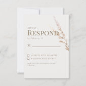 Cream Gold Boho Tekst Bruiloft RSVP Kaartje (Voorkant)