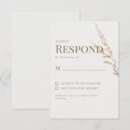 Cream Gold Boho Tekst Bruiloft RSVP Kaartje