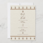 Cream Gold Brown Pineapple Minimal Elegant Wedding Kaart (Voorkant)