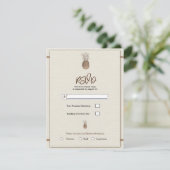 Cream Gold Brown Pineapple Minimal Wedding RSVP Kaart (Staand voorkant)