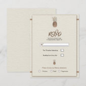 Cream Gold Brown Pineapple Minimal Wedding RSVP Kaart (Voorkant / Achterkant)
