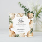 Cream & Gold Christmas Tree Ornamenten Party Kaart (Staand voorkant)