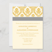 Cream Gold Damask Magnetic Wedding Invitation Magnetische Uitnodiging (Voorkant)
