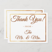 Cream & Gold Dank u bruiloft Jubileum Bedankt Briefkaart (Voorkant / Achterkant)