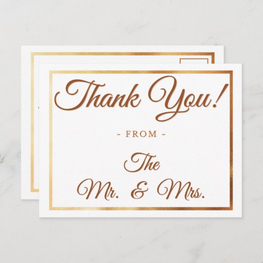 Cream & Gold Dank u bruiloft Jubileum Bedankt Briefkaart (Voorkant / Achterkant)