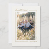 Cream Gold Elegant Minimalistisch Kerstportret Feestdagenkaart (Voorkant)