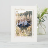 Cream Gold Elegant Minimalistisch Kerstportret Feestdagenkaart (Staand voorkant)