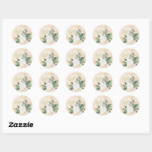 Cream Gold en Green Floral Wedding Ronde Sticker (Vel)